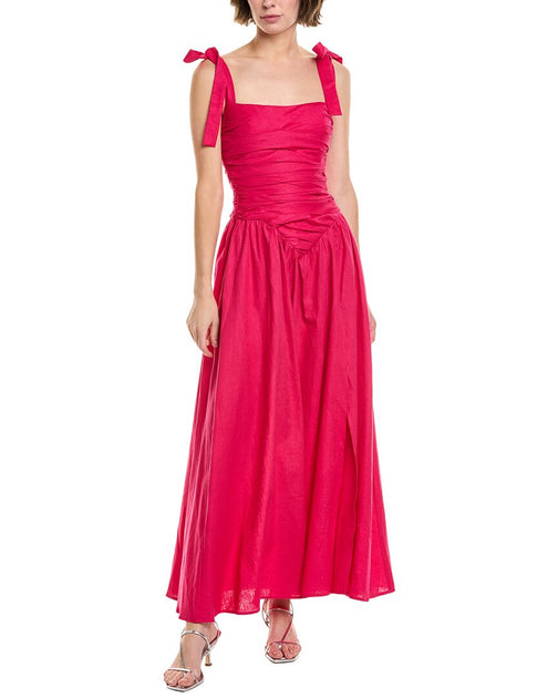 slim fit dress slacks Bardot Mirelle Linen-blend Maxi Dress