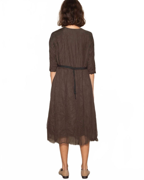 Pas de Calais Cotton Cupro V-Neck Dress Brown EU 34 4