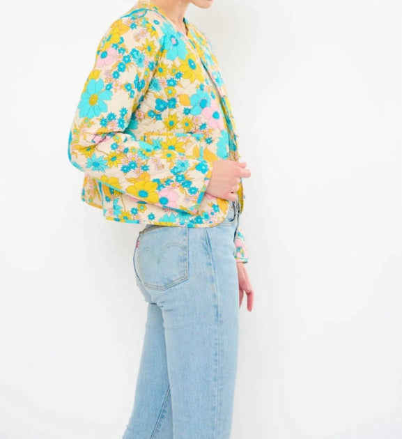 Flora Bea Terra Floral Jacket Blue Medium 4