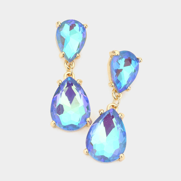 FASHNZFAB Double Teardrop Link Dangle Earrings Silver 5