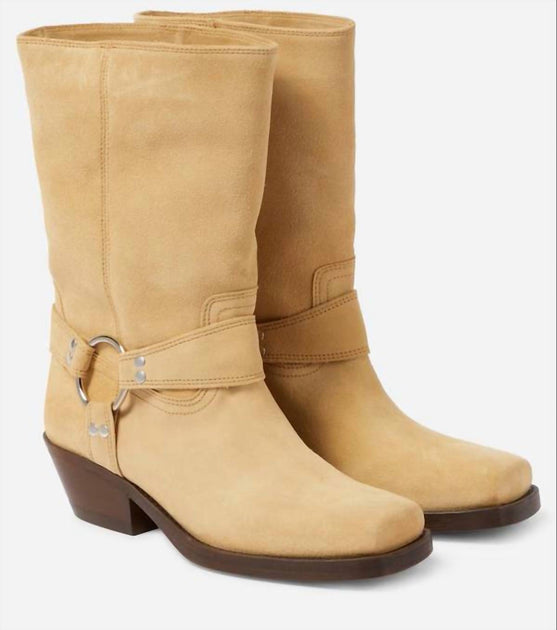 Isabel Marant Antya Suede Biker Boots Beige EU 39 2