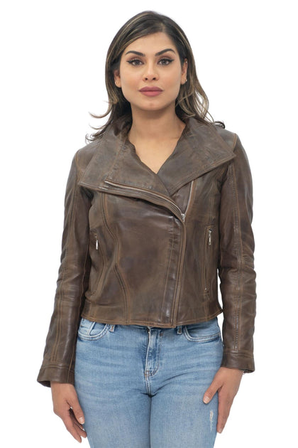 Infinity Riga Womens Leather Biker Jacket Black XXL 2
