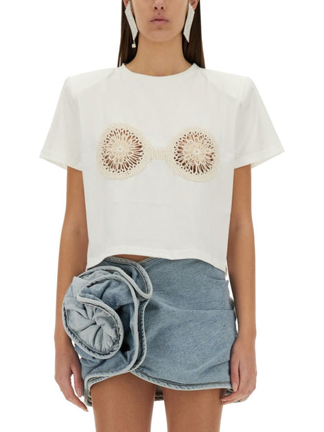 Tシャツ・カットソー Magda Butrym T-Shirt With Crochet Bra Crochet bra t shirt in bordeaux