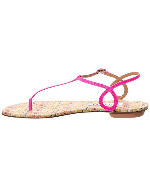 Aquazzura Almost Bare Raffia Sandal Pink EU 36.5 3