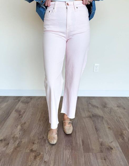 DAZE Lisette High Rise Wide Ankle Jeans Pink 27 2