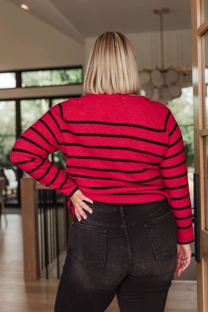 Sew In Love Knit Striped Sweater Pink 3X 4