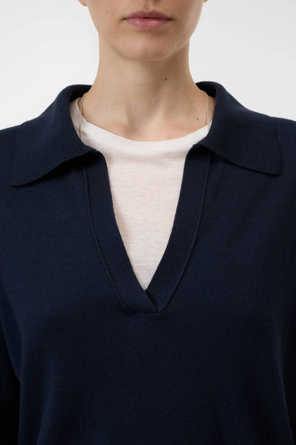 Closed Polo Long Sleeve Knit Top Blue Large 4