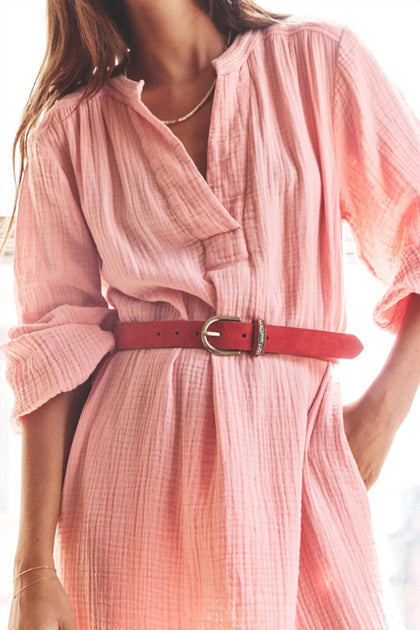 XIRENA Brix Leather Belt In Dusty Red | ShopSimon display picture 2