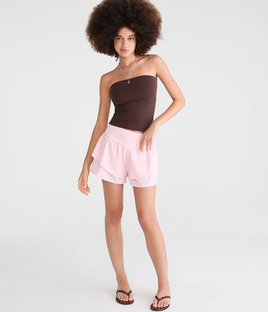 Aeropostale High-Rise Flutter Shorts Pink Small 3