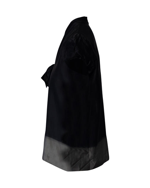 Theory Tie Front Blouse Puff Sleeves Black Medium 3