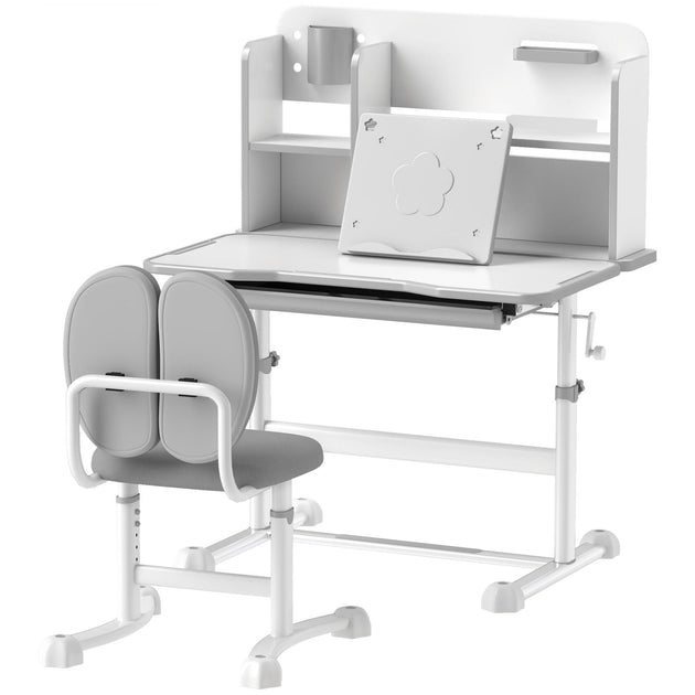 INOLEESK Adjustable Kids Desk and Chair Set Gray 2