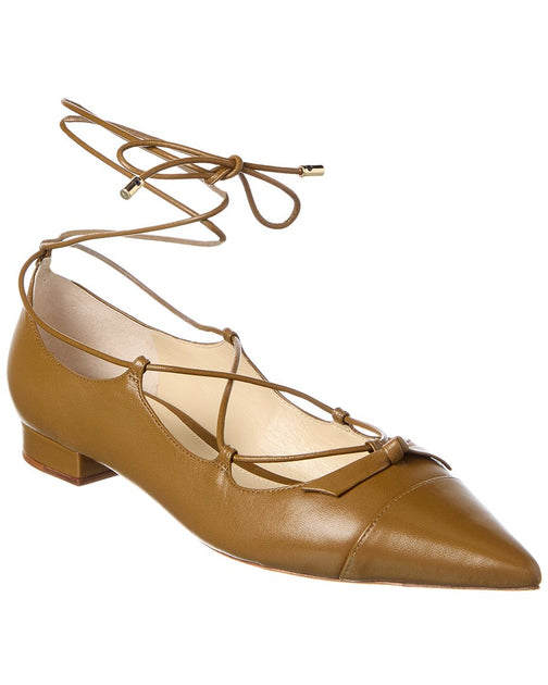 Alexandre Birman Slim Clarita Lace-Up Leather Flat Brown 38.5 2