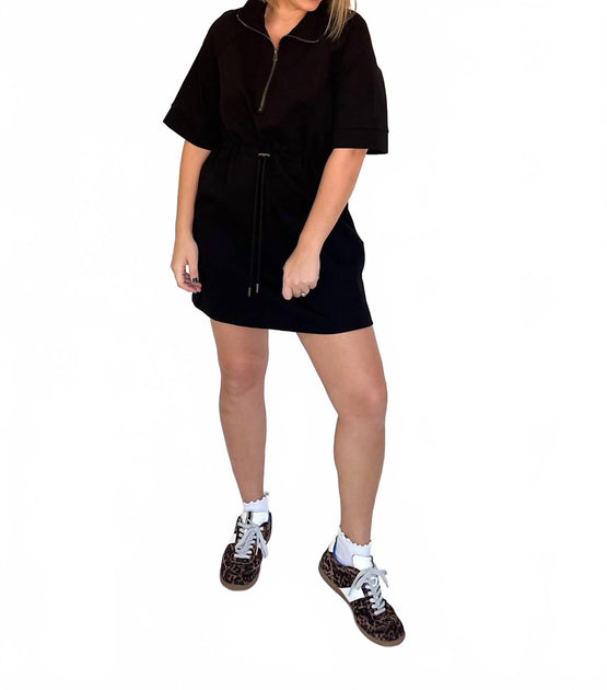 entro Essential Half-Zip Mini Dress Black Large 4