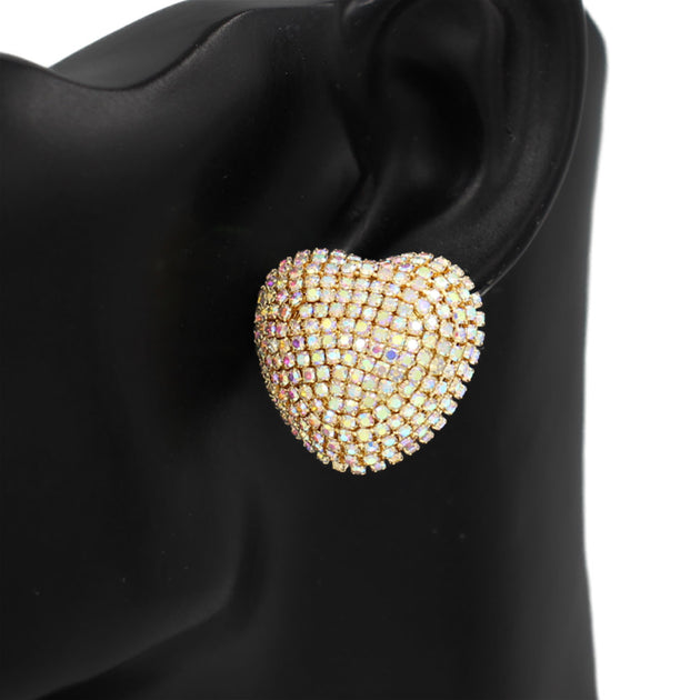 FASHNZFAB Heart Stud Earrings Pink 5