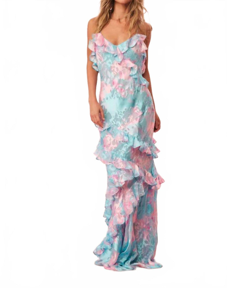 LoveShackFancy Rialto Pastel Ruffle Maxi Dress In Cotton Candy Swirl