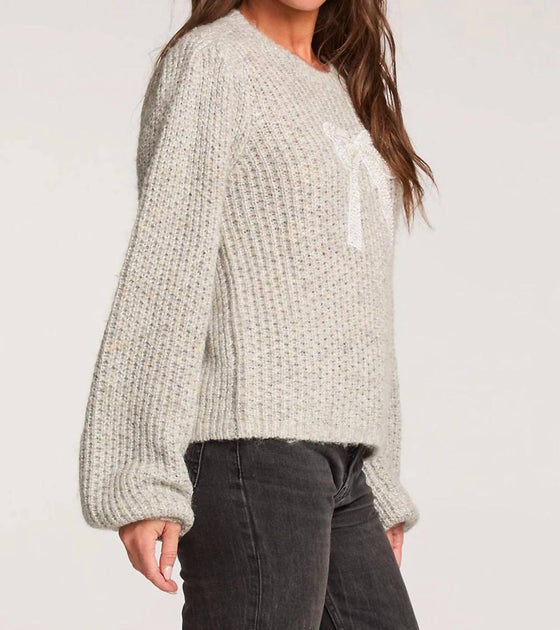 Saltwater Luxe Margow Knit Bow Sweater Beige Large 4