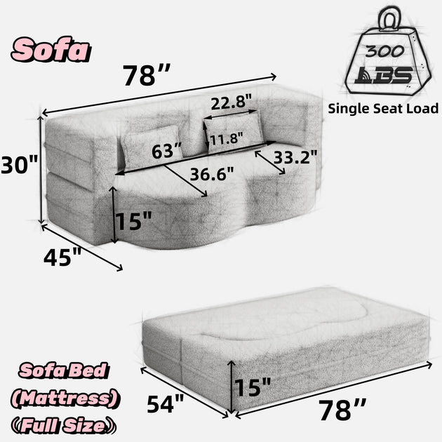 GOODSILO Convertible Floor Sleeper Sofa Bed Beige 4