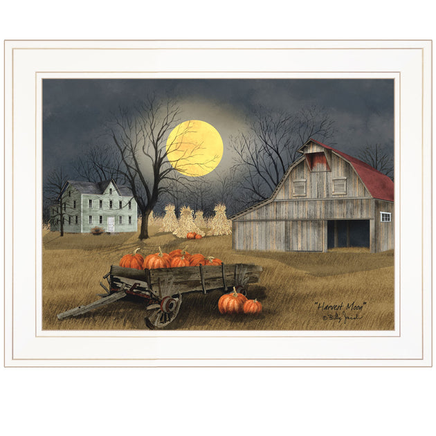 Hivvago Harvest Moon 5 White Framed Print 3