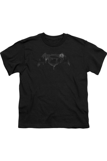 Gildan Batman V Superman Cityscape Logo Short Sleeve Tee Black Large 2