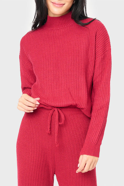 Gibsonlook Funnel Neck Long Sleeve Sweater Red Medium 2