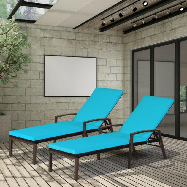 Hivvago Patio Rattan Lounge Chair Turquoise 7