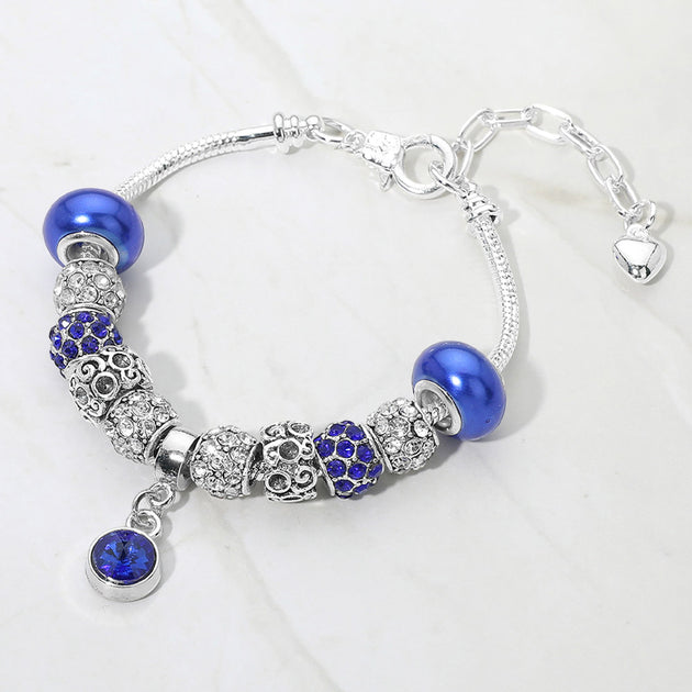 FASHNZFAB Beaded Charm Bracelet Blue One Size 4