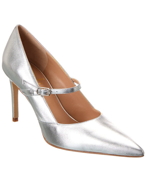 M by Bruno Magli Panna Leather Pump Silver US 9.5 2