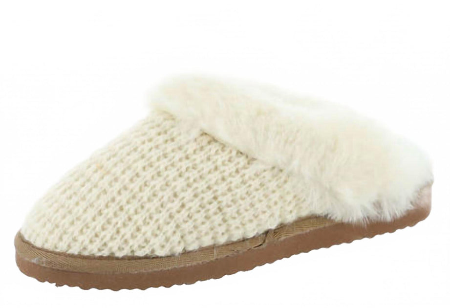 Very G Fuzzy Knit Slipper White US 11 3