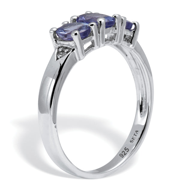 Palm .89 TCW Tanzanite Sterling Silver Ring Purple US 6 3