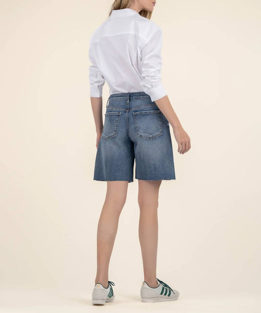 KUT FROM THE KLOTH Hailey High Rise Bermuda Shorts Blue US 4 4