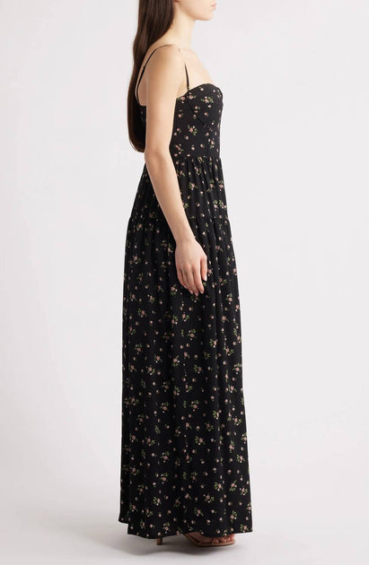Lulus Luisa Floral Bustier Cocktail Dress Black Large 3