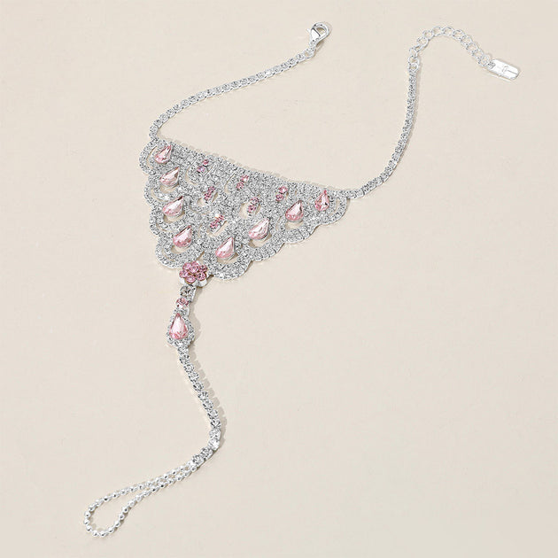 FASHNZFAB Teardrop Rhinestone Anklet Blue 3
