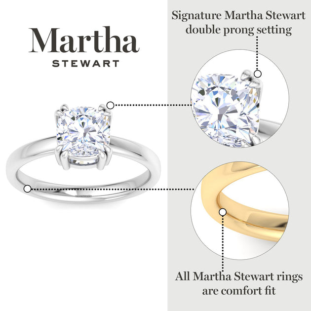 Martha Stewart Cushion Cut Lab Grown Diamond Solitaire Ring US 8.5 9