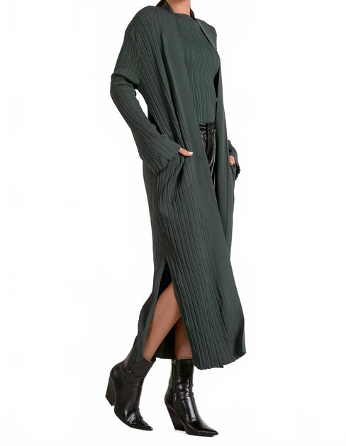 Cardigan Long Côtelé Vert Small Elan 2