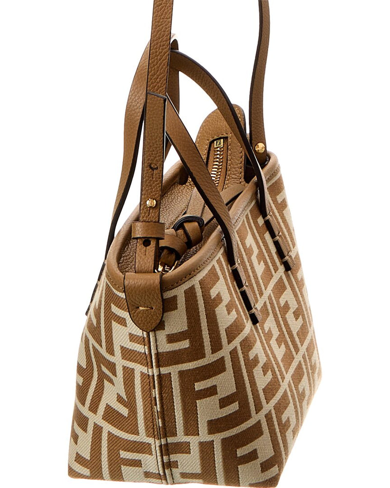 FENDI Mini Roll Ff Jacquard Leather-trim Tote | ShopSimon