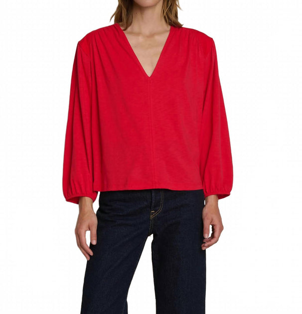 Nation LTD Twyla Long Sleeve Top Red Small 2