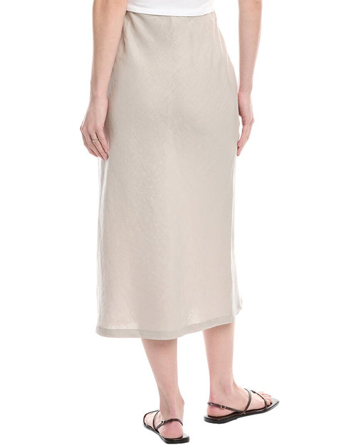 Enza Costa Bias Linen Midi Skirt Black US 2 3