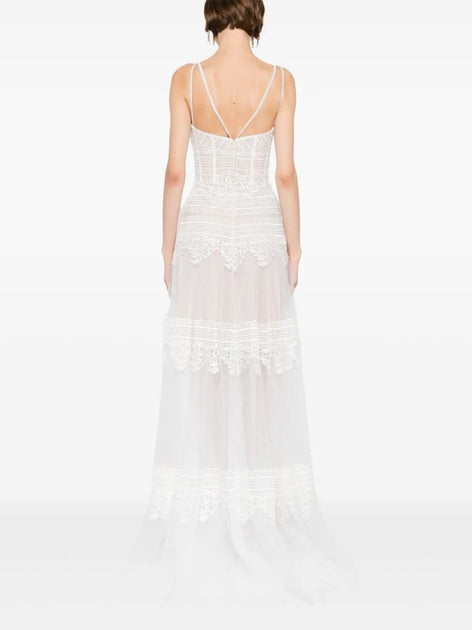 Saiid Kobeisy Lace Long Dress White EU 44 4
