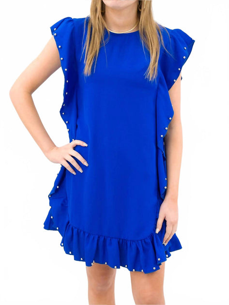 TCEC Studded Mini Dress Blue Medium 2