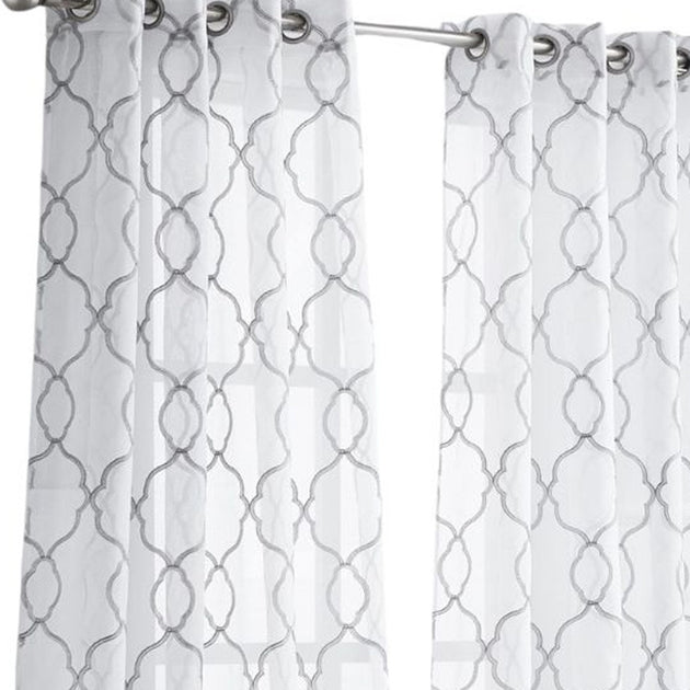 Hivvago 84" Silbernes Spaltpattern bestickter Vorhangpaneel 3
