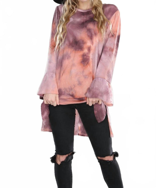 Collective Rack Tie Dye Textured Top Pink Medium 2
