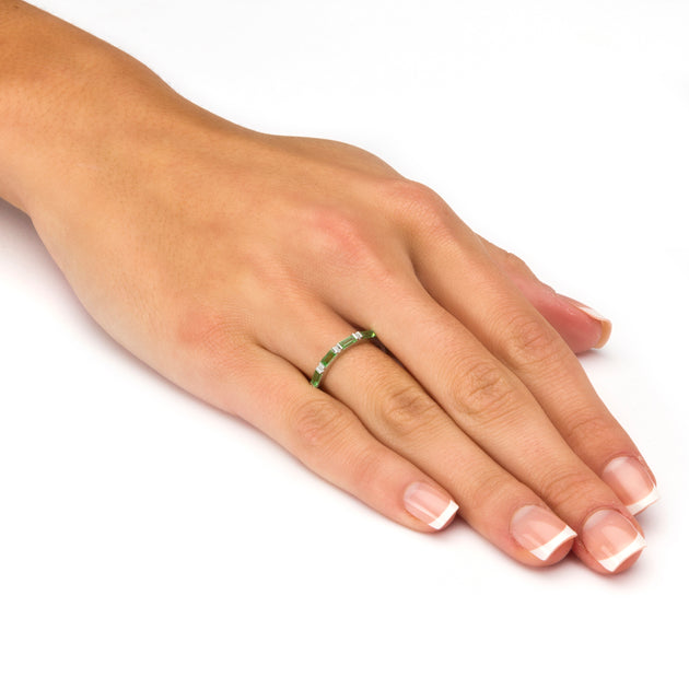 Palm Birthstone .925 Sterling Silver Eternity Band Multi US 7 4