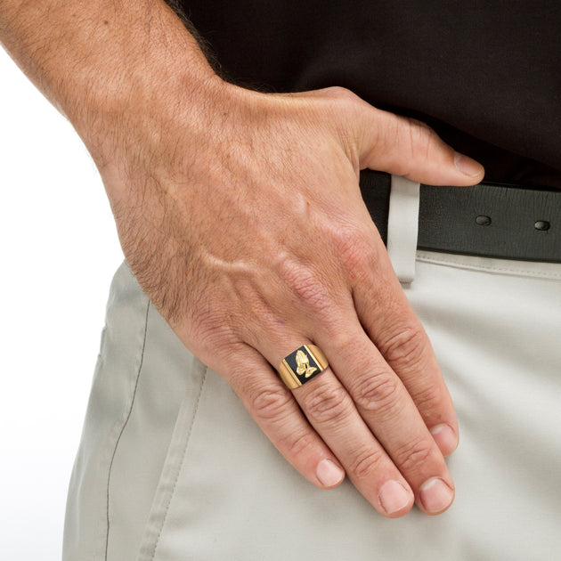 Palm Praying Hands Ring Black US 9 4