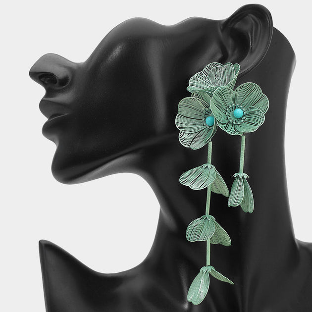 FASHNZFAB Floral Cutout Statement Earrings Multi 3