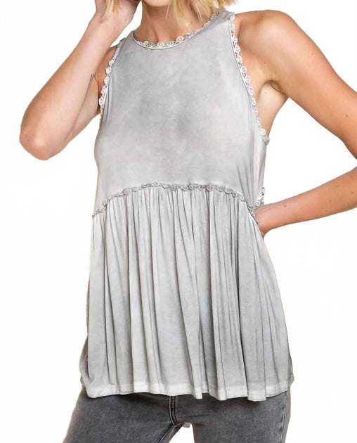 POL Sweet & Simple Babydoll Top Grey Large 3