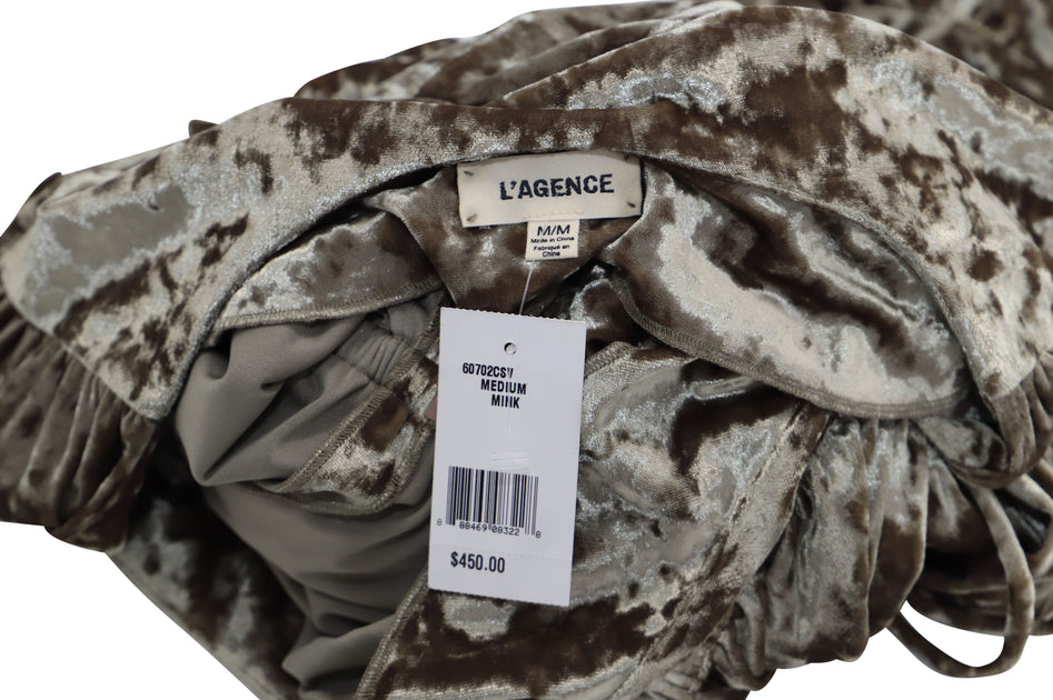L'agence Riley Wrap Velvet Dress Brown Medium 4