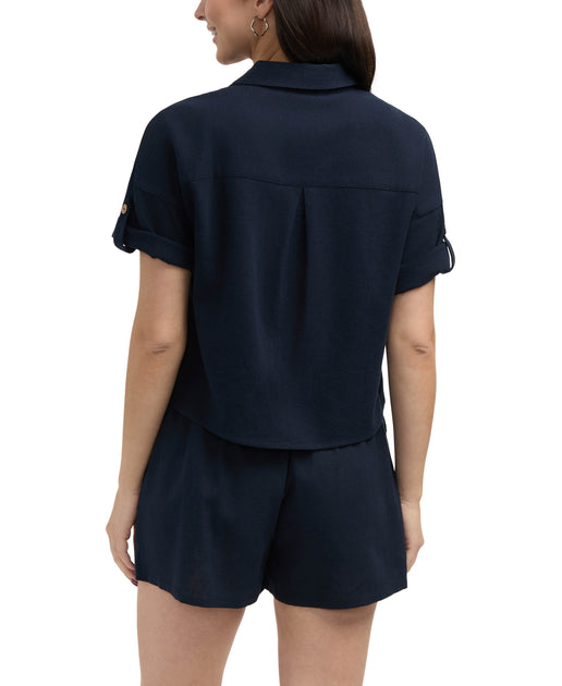 Ellen Tracy Women's Camp Shirt Blue XSmall 3