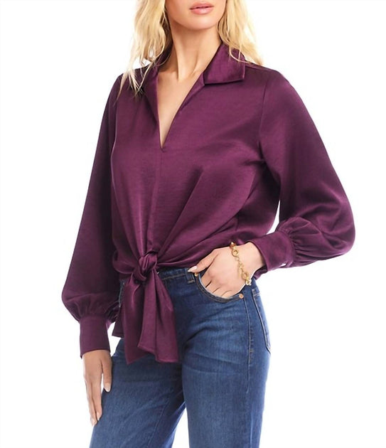 Karen Kane Tie Front Top Purple Medium 2