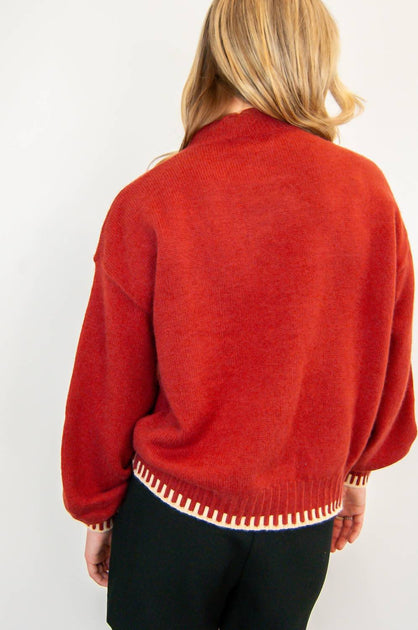 En Merci Wren Pull Brodé Rouge Large 4