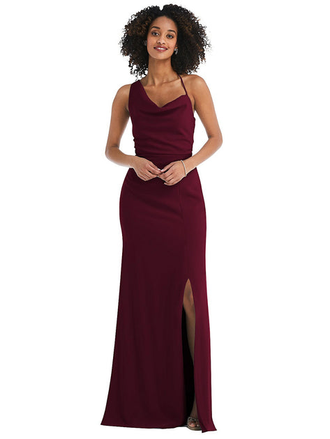 After Six One-Shoulder Draped Cowl-Neck Maxi Dress Green US 18 4